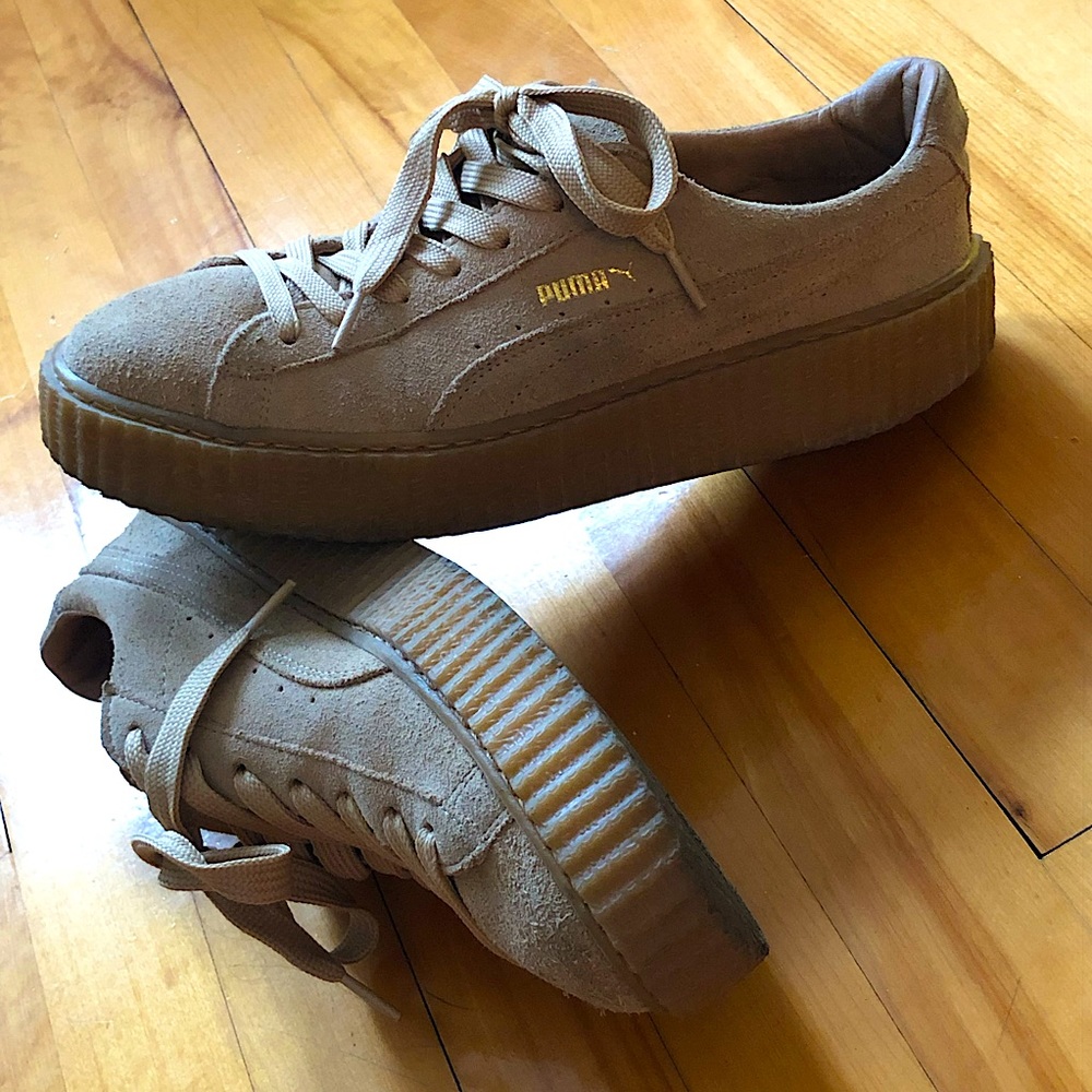Fenty Puma Suede Creepers In Beige